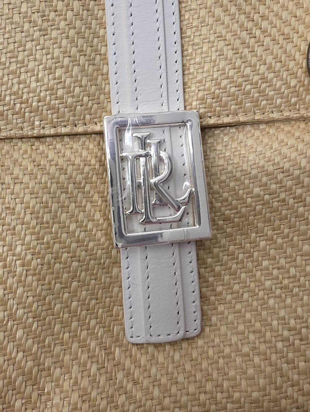 Vintage Lauren Ralph Lauren Woven Straw And White Shoulder Bag NWT - Picture 2 of 9